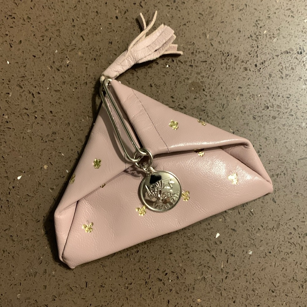 Italian made dusty pink leather coin purse from Venice